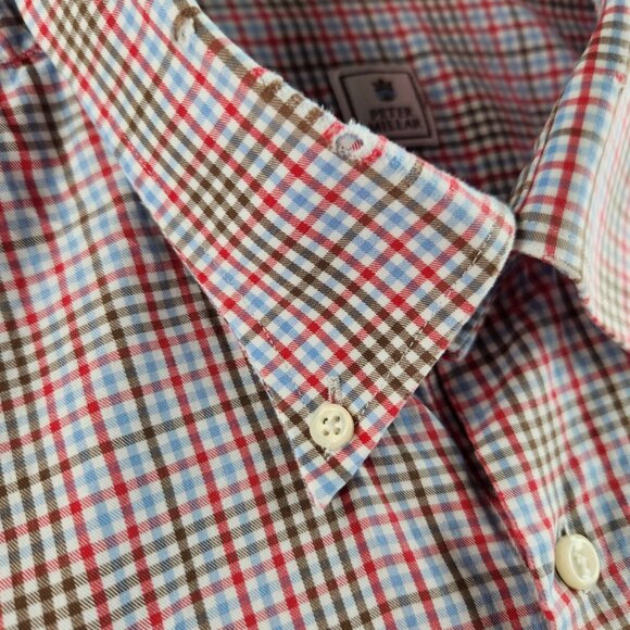 Peter Millar Men Large Multicolor Plaid Long Sleeve Button Up Shirt 100% Cotton - Picture 11 of 16